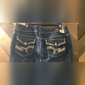 LEI Dark Blue Flare Jeans with Embroidered Pockets